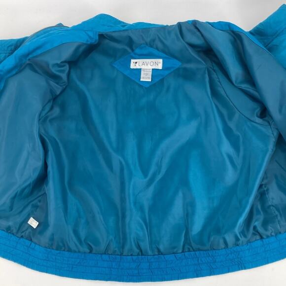 Lavon Womens Vintage Turquoise Silk Zip Up Snap Front Quilted Spring Jacket M - Picture 9 of 14